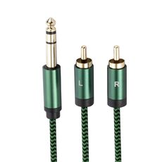 Cavo adattatore audio da 6,35 mm maschio a doppio RCA femmina, lunghezza: 3 m (verde)