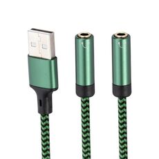 Cavo adattatore audio USB 2.0 a doppio da 3,5 mm, lunghezza: 0,5 m (verde)