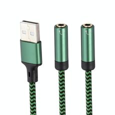 Cavo adattatore audio USB 2.0 a doppio 3,5 mm, lunghezza: 2 m (verde)