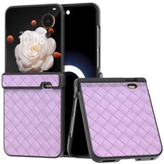 Custodia per telefono in PU con struttura intrecciata con tre parti per Honor Magic V Flip (viola)