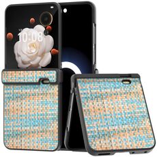 Per Honor Magic V Flip Custodia per telefono in PU con struttura in reticolo di colore nero con tre parti (blu)