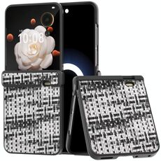 Per Honor Magic V Flip Custodia per telefono in PU con struttura in reticolo di colore nero con tre parti (nero)