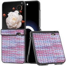 Custodia per telefono in PU con struttura a reticolo in tre parti per Honor Magic V Flip, colore nero (viola)