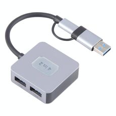 BYL-2320A Adattatore HUB a 4 porte USB + USB-C/da tipo C a USB + USB-C/tipo C 4 in 2 (grigio)