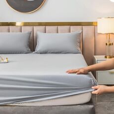 3 pezzi / set copriletto in cotone 4 stagioni lenzuolo universale antipolvere antiscivolo con federa, dimensioni: 120x200 cm (grigio argento)