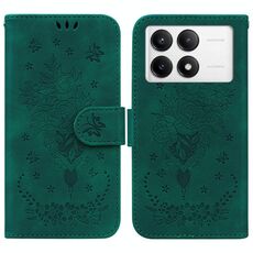 Custodia per telefono in pelle goffrata rosa farfalla per Redmi K70 / K70 Pro (verde)