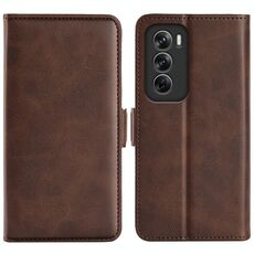 Per OPPO Reno12 Pro 5G Global Custodia per telefono in pelle con fibbia magnetica bifacciale orizzontale (marrone)