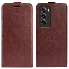 Per OPPO Reno12 Pro 5G Global R64 Custodia per telefono in pelle con vibrazione verticale singola (marrone)