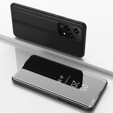 Custodia per telefono in pelle con vibrazione orizzontale a specchio placcato globale per Honor 200 Lite con supporto (nero)