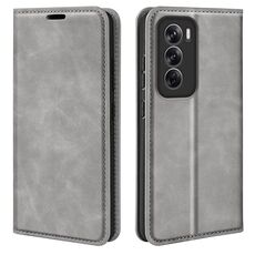 Per OPPO Reno12 Pro 5G Custodia per telefono in pelle con aspirazione magnetica globale retro-skin (grigia)