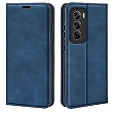Per OPPO Reno12 Pro 5G Custodia per cellulare in pelle con aspirazione magnetica retro-pelle globale (blu scuro)