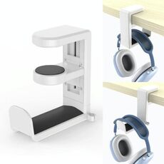 Supporto per cuffie ruotabile a 360 gradi con clip da tavolo (bianco)