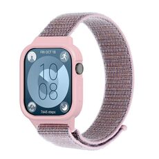 Per Huawei Watch Fit3 cinturino integrato in nylon con anello (rosa sabbia)