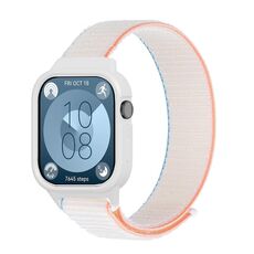 Per Huawei Watch Fit3 cinturino integrato in nylon con anello (bianco latte)