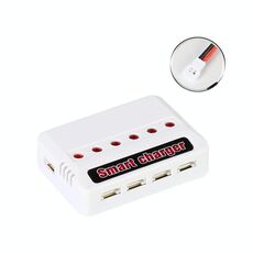 Caricabatterie USB per drone con batteria al litio da 3,7 V da uno a sei, colore: bianco, porta XH2.54