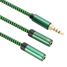 Cavo adattatore audio 2 in 1 da maschio a doppio jack da 3,5 mm + microfono da 3,5 mm, lunghezza: 2 m (verde)