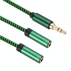 Cavo adattatore audio 2 in 1 da 3,5 mm maschio a doppio 3,5 mm femmina, lunghezza: 0,5 m (verde)