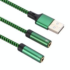 Cavo adattatore audio separato da USB-A a doppio da 3,5 mm, lunghezza: 0,5 m (verde)