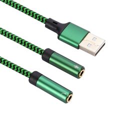 Cavo adattatore audio da USB-A a doppio stile separato da 3,5 mm, lunghezza: 3 m (verde)