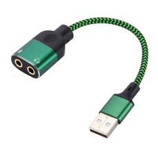 Cavo adattatore audio integrato da USB-A a doppio jack da 3,5 mm, lunghezza: 1 m (verde)
