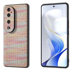 Per vivo S19 Pro Custodia per telefono in PU con struttura in reticolo di colore nero con cornice nera (rosa)