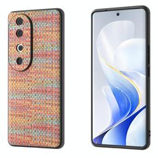 Per vivo S19 Custodia per telefono in PU con trama a reticolo e cornice nera (mandarino)
