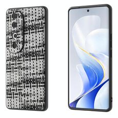 Per vivo S19 Custodia per telefono in PU con struttura in reticolo di colore nero con cornice nera (nera)