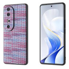 Per vivo S19 Custodia per telefono in PU con struttura a reticolo in colore nero con cornice nera (viola)