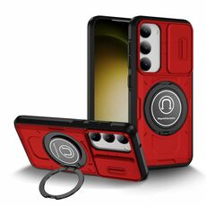 Custodia per telefono con supporto magnetico per PC ibrido TPU scorrevole Camshield per Samsung Galaxy S23 5G (rosso)