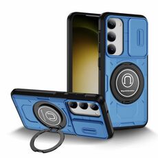 Custodia per telefono con supporto magnetico per PC ibrido TPU scorrevole Camshield per Samsung Galaxy S23 5G (blu cielo)