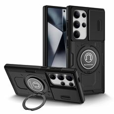 Custodia per telefono con supporto magnetico per PC ibrido TPU scorrevole Camshield per Samsung Galaxy S24 Ultra 5G (nero)