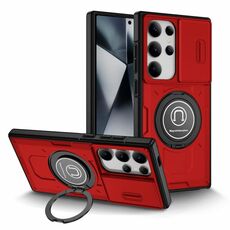 Custodia per telefono con supporto magnetico per PC ibrido TPU scorrevole Camshield per Samsung Galaxy S24 Ultra 5G (rosso)