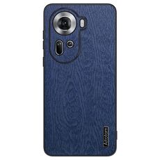 Per OPPO Reno11 Custodia per telefono antiurto in pelle corteccia di albero globale (blu)