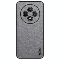 Per OPPO Reno12 F 5G Custodia per telefono antiurto in pelle corteccia di albero (grigio)