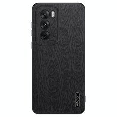 Per OPPO Reno12 Pro Custodia per telefono antiurto in pelle corteccia di albero globale (nera)