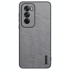Per OPPO Reno12 Pro Custodia per telefono antiurto in pelle corteccia di albero globale (grigia)