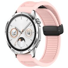Per Huawei Watch GT4 46mm 22mm cinturino in silicone con fibbia magnetica pieghevole (rosa)