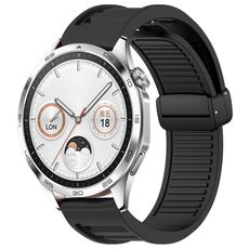 Per Huawei Watch GT4 46mm 22mm Cinturino in silicone con fibbia magnetica pieghevole (nero)