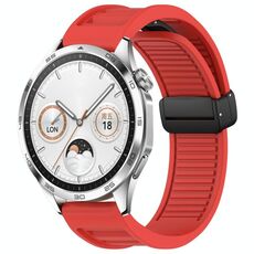 Per Huawei Watch GT4 46mm 22mm cinturino in silicone con fibbia magnetica pieghevole (rosso)
