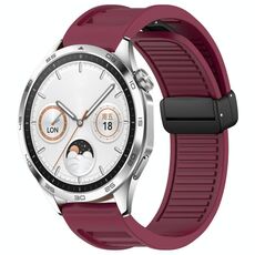 Per Huawei Watch GT4 46mm 22mm cinturino in silicone con fibbia magnetica pieghevole (vino rosso)
