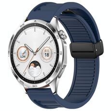 Per Huawei Watch GT4 46mm 22mm cinturino in silicone con fibbia magnetica pieghevole (blu notte)
