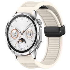 Per Huawei Watch GT4 46mm 22mm cinturino in silicone con fibbia magnetica pieghevole (Starlight)