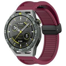 Per Huawei Watch GT3 SE 22mm Cinturino in silicone con fibbia magnetica pieghevole (rosso vino)