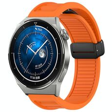 Per Huawei Watch GT3 Pro 46mm 22mm Cinturino in silicone con fibbia magnetica pieghevole (arancione)
