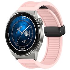 Per Huawei Watch GT3 Pro 46mm 22mm cinturino in silicone con fibbia magnetica pieghevole (rosa)