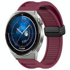 Per Huawei Watch GT3 Pro 46mm 22mm cinturino in silicone con fibbia magnetica pieghevole (vino rosso)