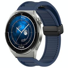 Per Huawei Watch GT3 Pro 46mm 22mm Cinturino in silicone con fibbia magnetica pieghevole (blu notte)