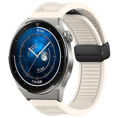 Per Huawei Watch GT3 Pro 46mm 22mm cinturino in silicone con fibbia magnetica pieghevole (Starlight)
