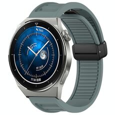 Per Huawei Watch GT3 Pro 46mm 22mm cinturino in silicone con fibbia magnetica pieghevole (Rock Cyan)