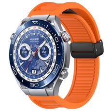 Per Huawei Watch Ultimate cinturino in silicone con fibbia magnetica pieghevole da 22 mm (arancione)